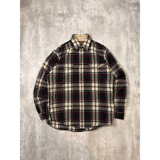 Vintage 90s Eddie Bauer Plaid Double Pocket Long Sleeve Button Up Shirt Size LT