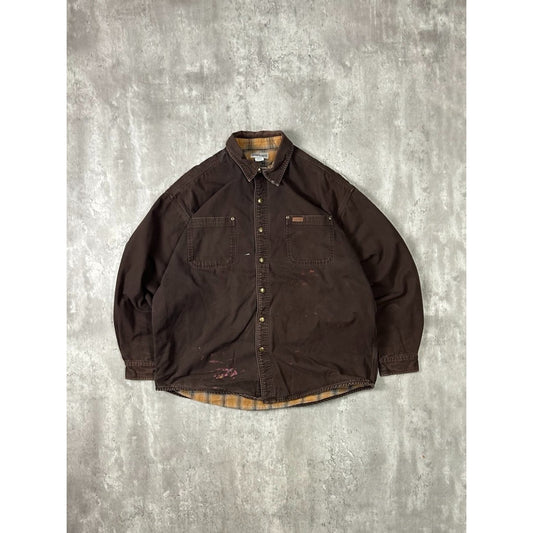 Vintage Carhartt Plaid Lined Canvas Workwear Button Up Shirt Size XL