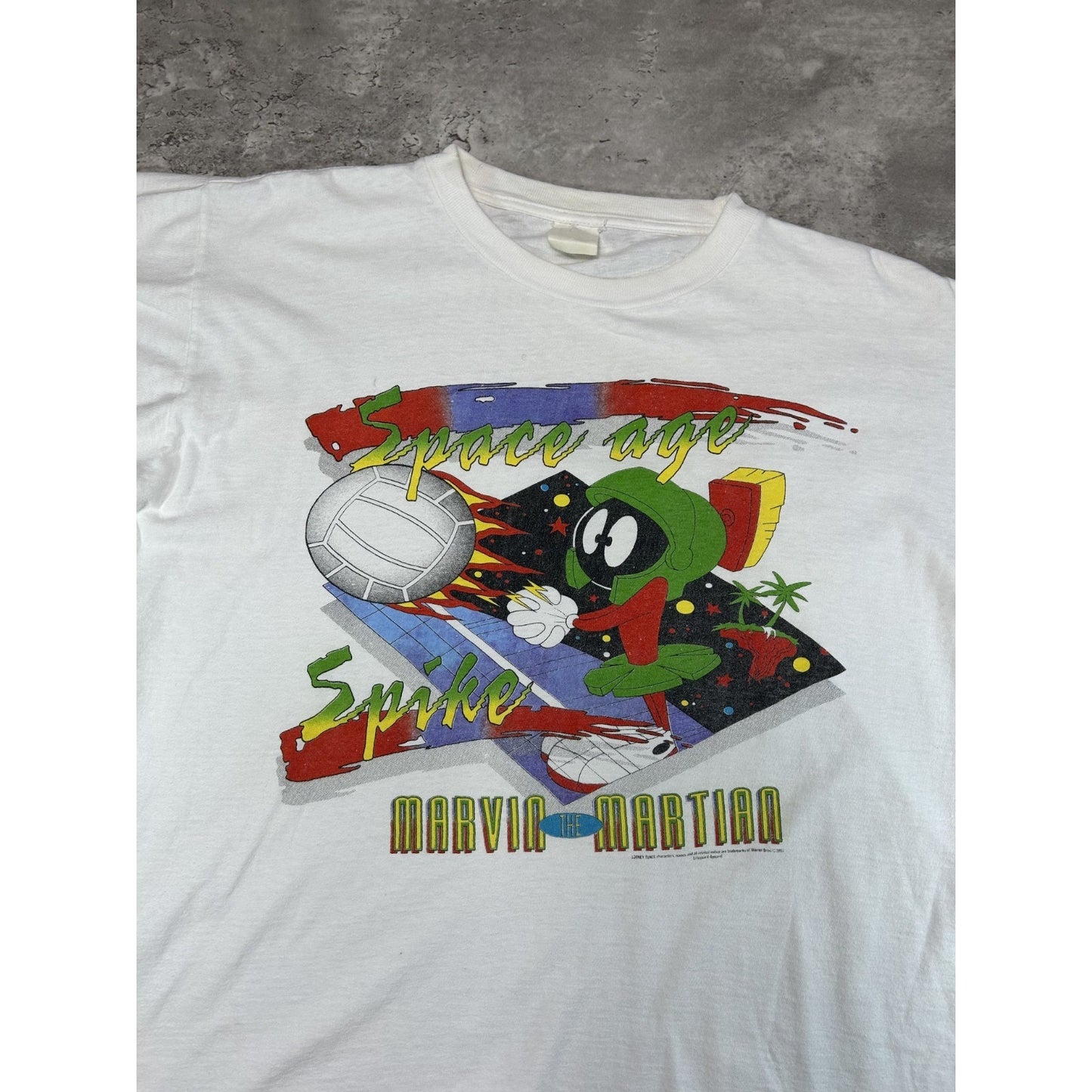Vintage 1993 Looney Tunes Marvin The Martian Space Age Graphic T-Shirt Size XL