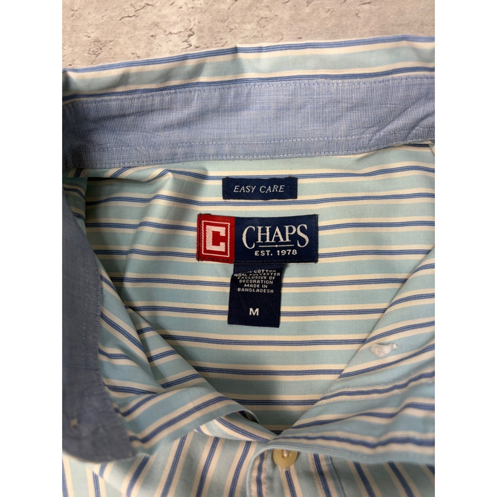 Vintage Chaps Single Pocket Striped Cropped Button Up Shirt Size Medium