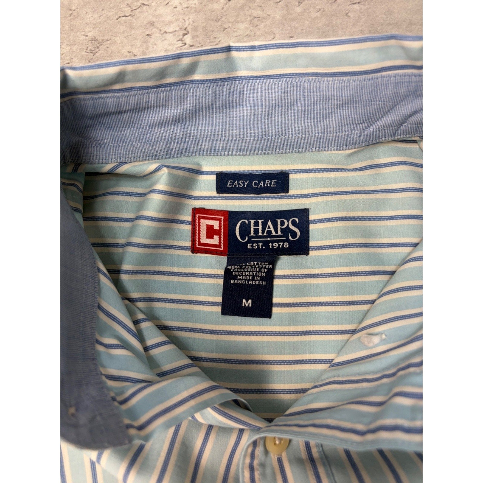 Vintage Chaps Single Pocket Striped Cropped Button Up Shirt Size Medium