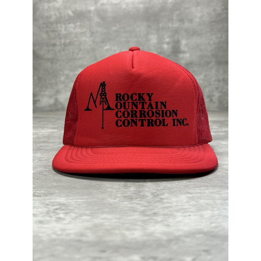 Vintage 80s Rocky Mountain Corrosion Control Graphic Trucker Snapback Hat OSFA