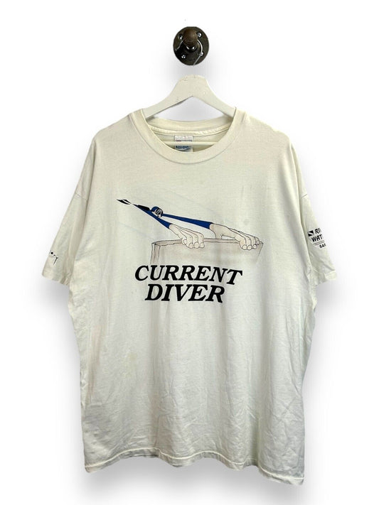 Vintage 90s Current Diver Cartoon Graphic T-Shirt Size 2XL White