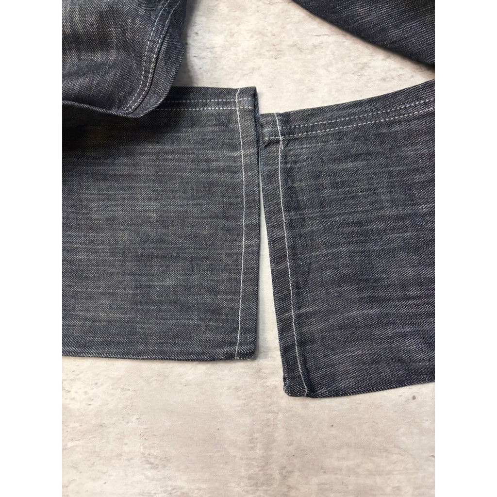 Vintage Y2K Womens Kani Embroidered Crown Dark Wash Denim Pants Size 14x28