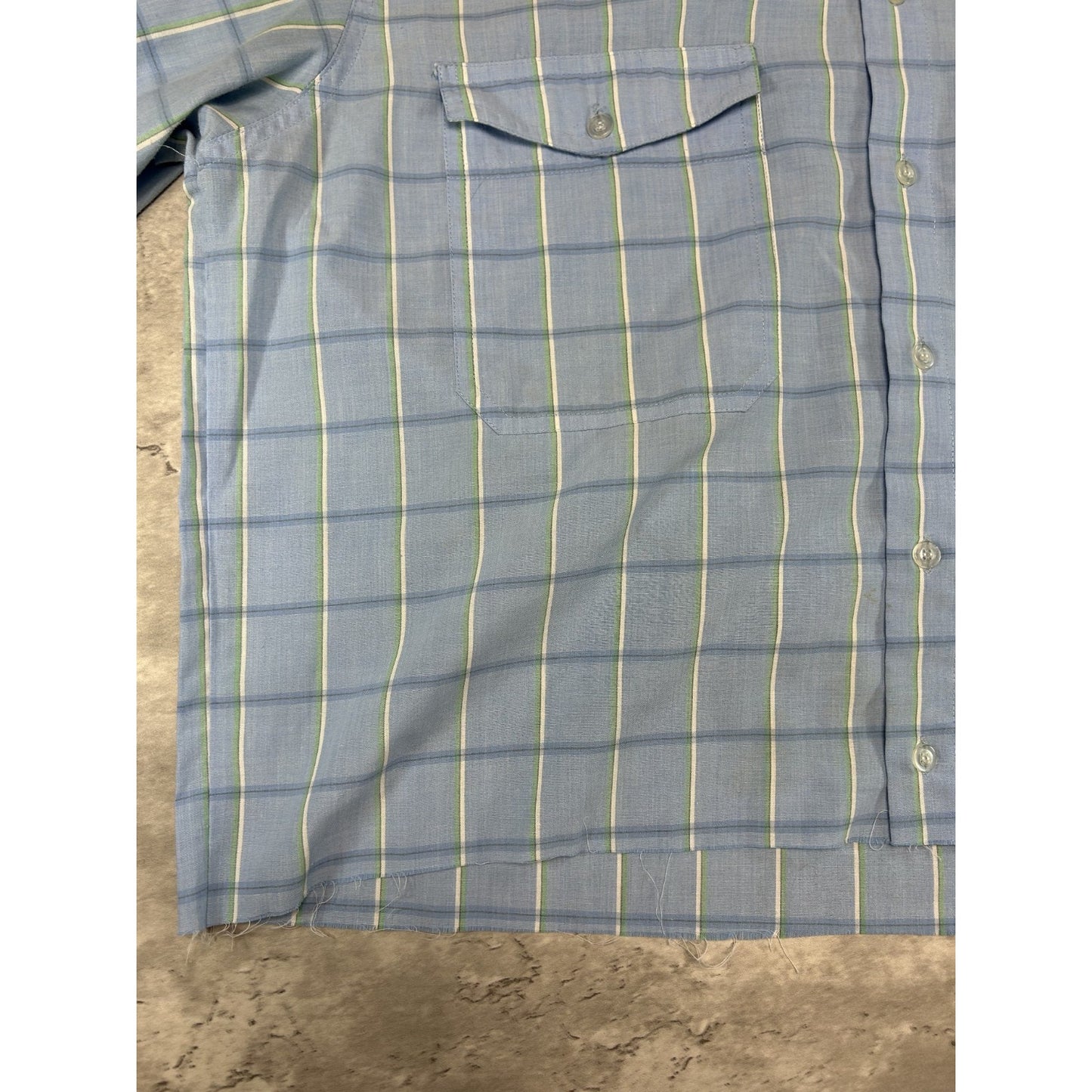 VTG 80s Levis Silver Label Checkered Reworked Cropped Button Up Shirt Sz Medium