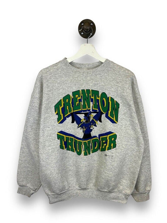 Vintage 1999 Trenton Thunder MiLB Graphic Baseball Sweatshirt Size Large Gray