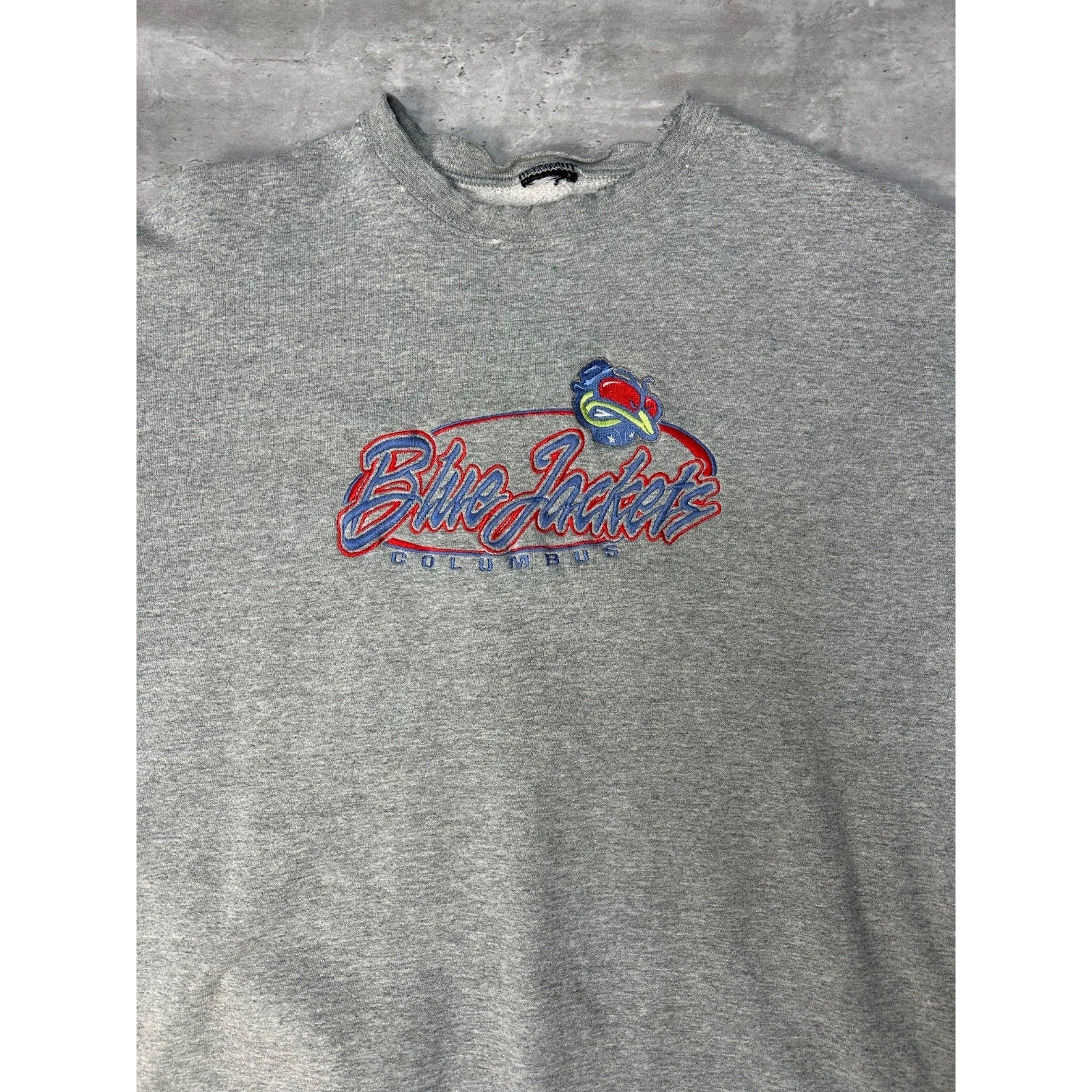 Vintage 90s Columbus Blue Jackets NHL Embroidered Spellout Sweatshirt Size XL