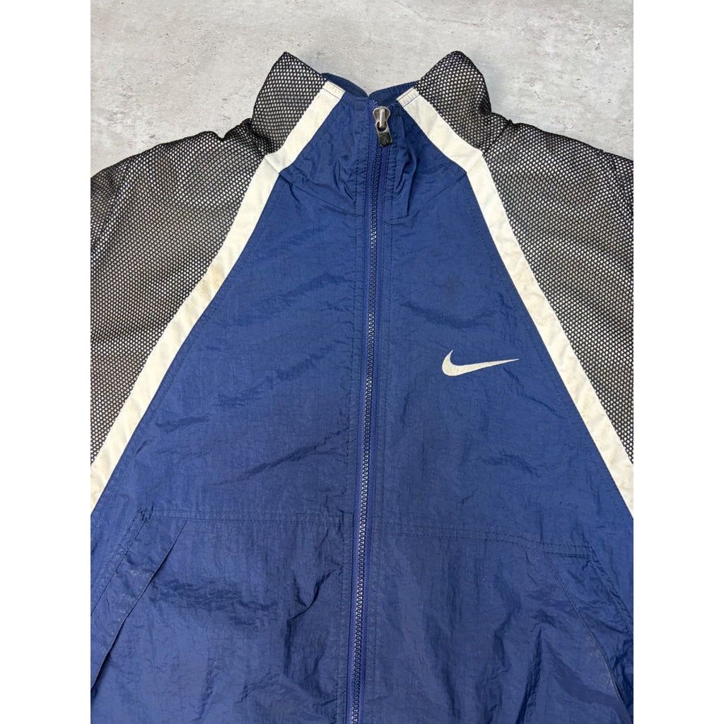 Vintage Nike Embroidered Swoosh Mesh Panel Full Zip Windbreaker Jacket Size XL
