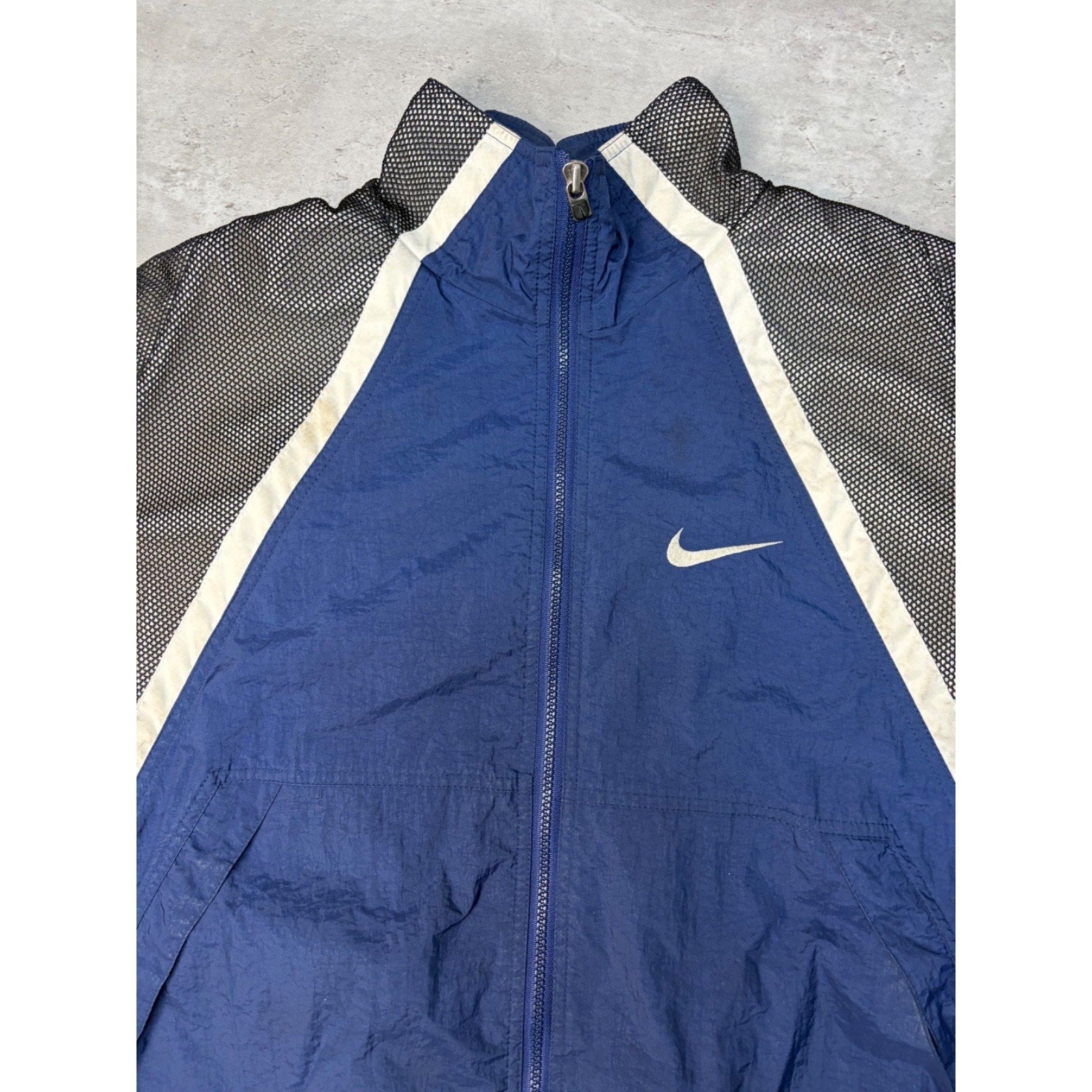Vintage Nike Embroidered Swoosh Mesh Panel Full Zip Windbreaker Jacket Size XL