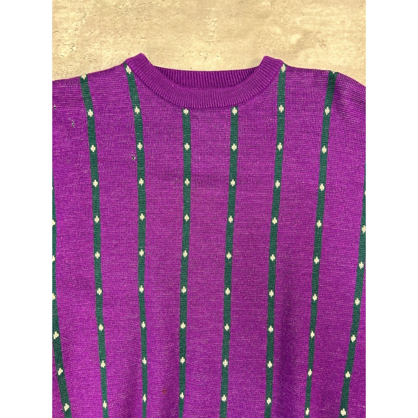 Vintage 90s Izod Diamond Striped Print Pullover Knit Sweater Size Large