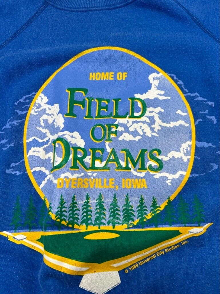 Vintage 1989 Field Of Dreams Movie Promo Graphic Sweatshirt Size XL Blue 80s