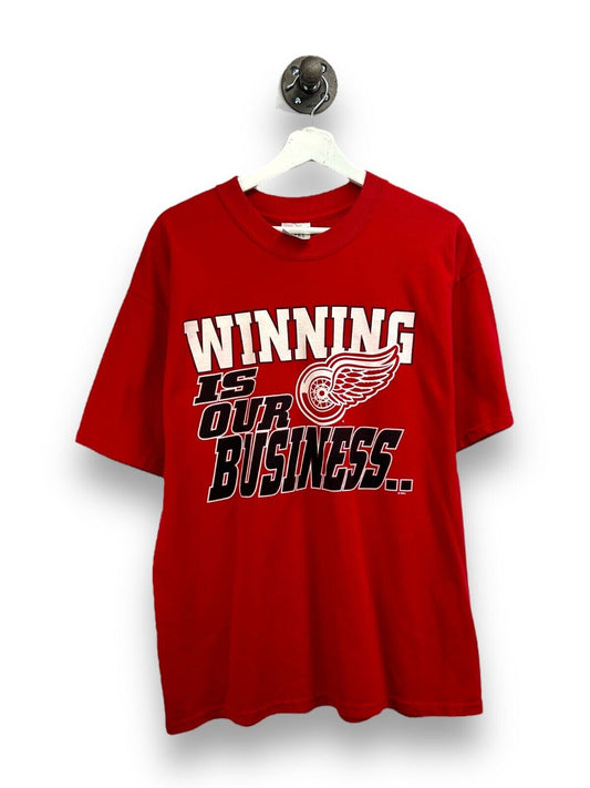 Vintage Detroit Red Wings NHL Winning Is Our Business Graphic T-Shirt Size XL