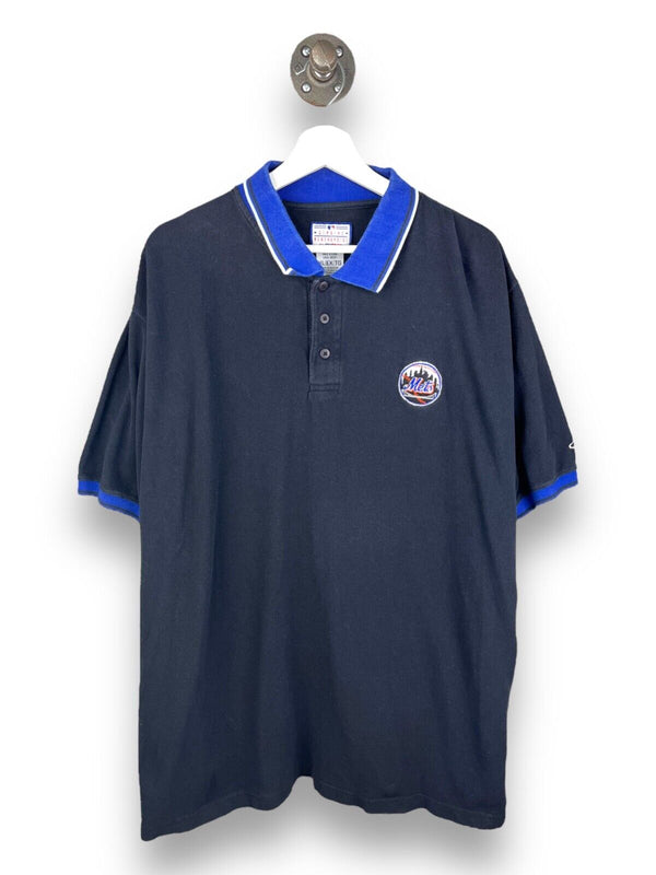 Vintage New York Mets MLB Logo Athletic 1/4 Button Up Shirt Size XL Black