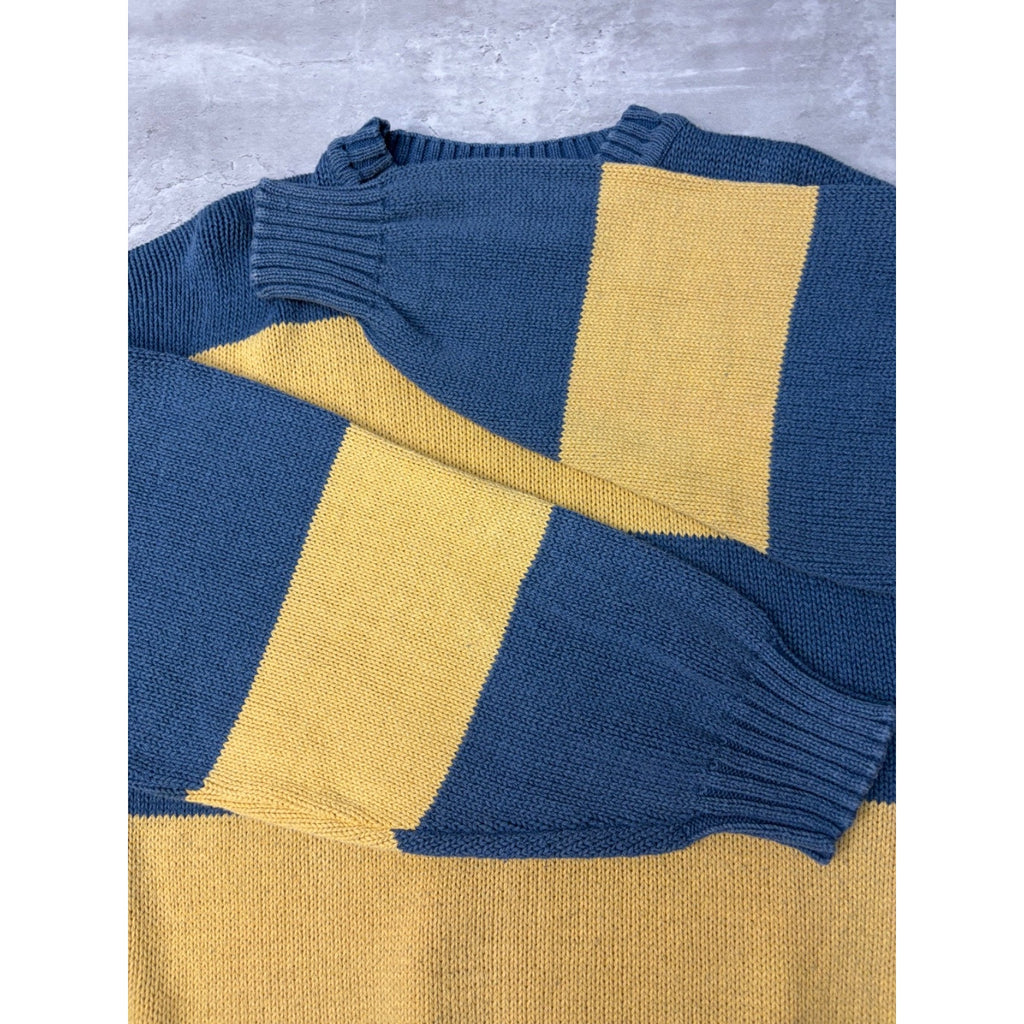 Vintage 90s Authentic Issue Striped Pullover Ribbed Knit Sweater Size Medium