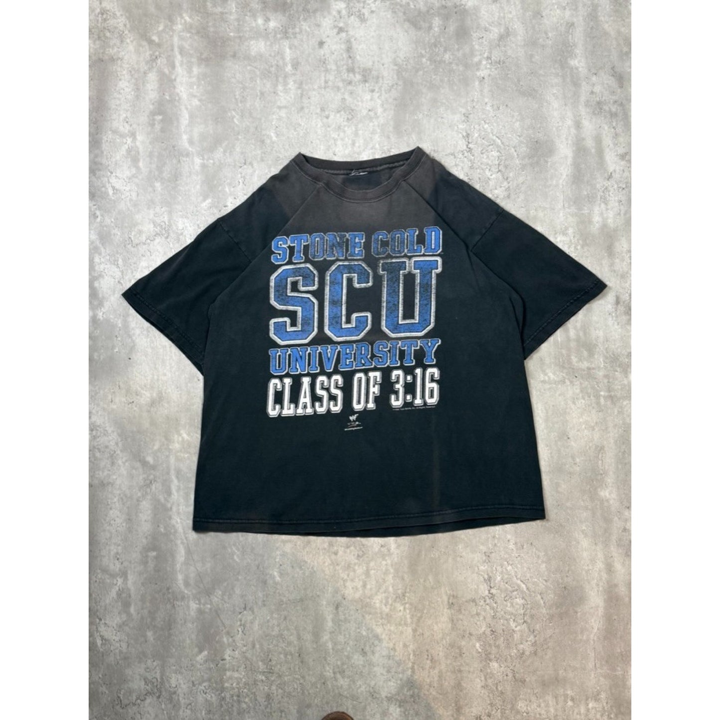 Vintage 1998 WWF Steve Austin Stone Cold University Spellout T-Shirt Size XL