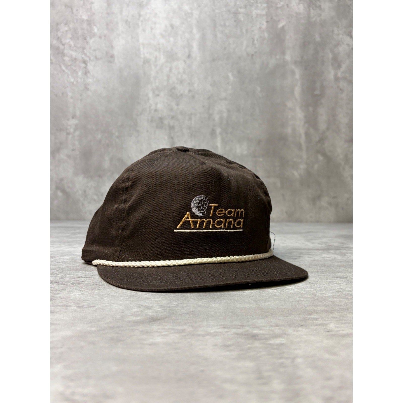 Vintage Team Amana Embroidered Spellout Golf Strapback Hat OSFA