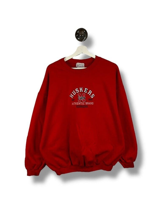 Vintage Nebraska Cornhuskers NCAA Collegiate Spellout Sweatshirt Size XL Red