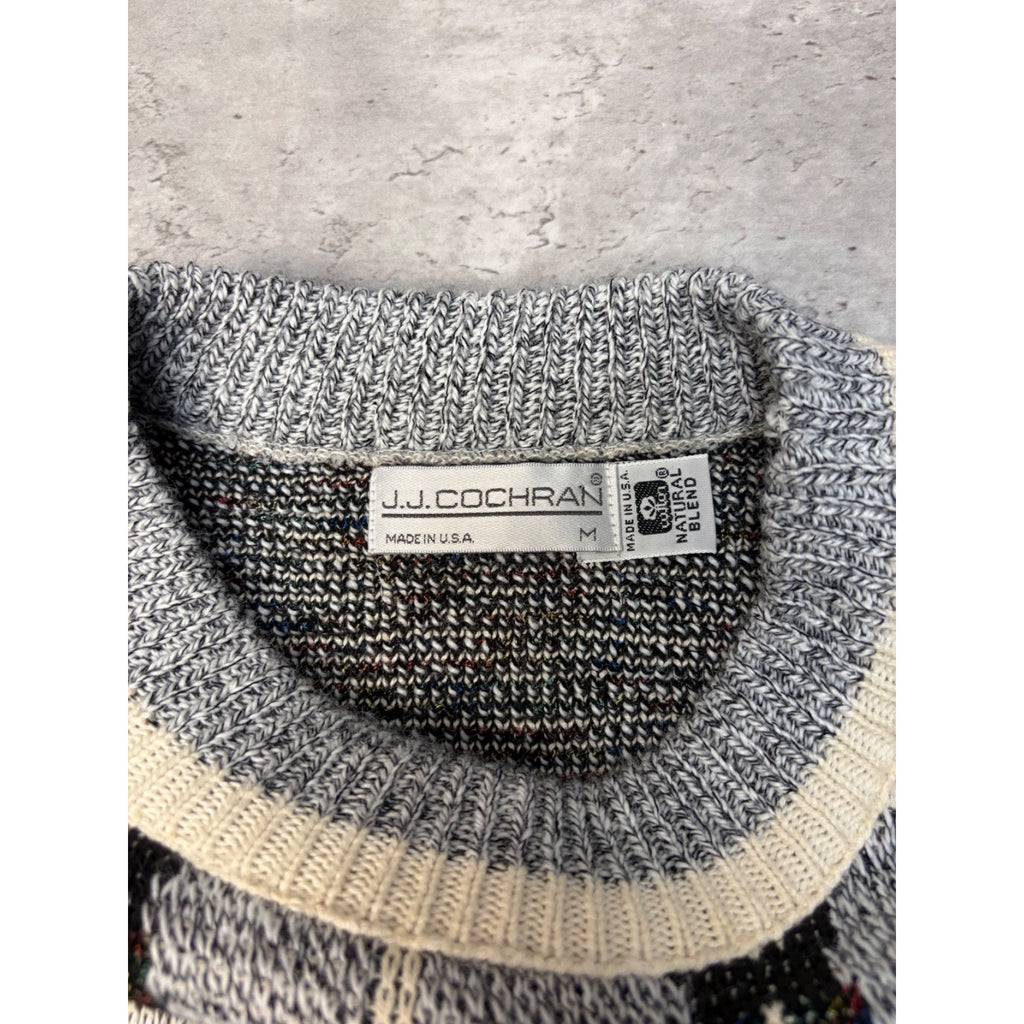 Vintage J.J. Cochran Geometric Pattern Pullover Knit Sweater Size Medium