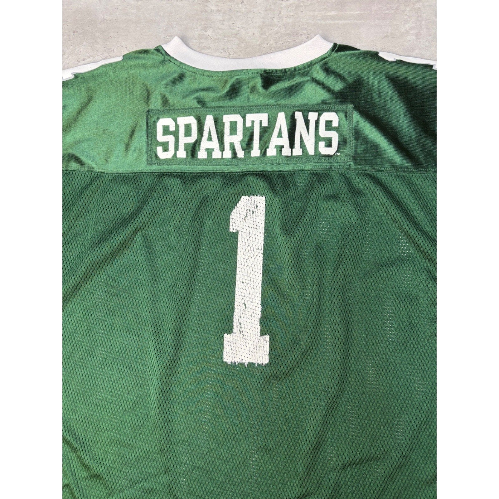 Vintage Michigan State Spartans NCAA #1 Starter Green Football Jersey Size XL