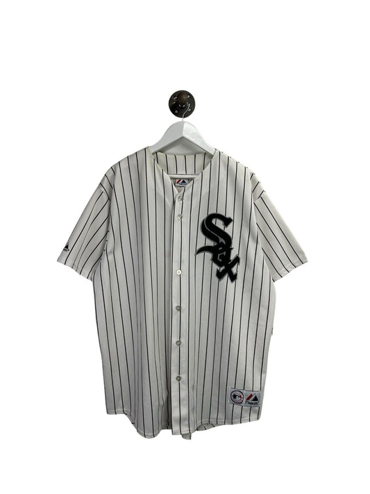 Vtg 90s Jon Garland #8 Chicago White Sox MLB Pinstripe Majestic Jersey Sz XL