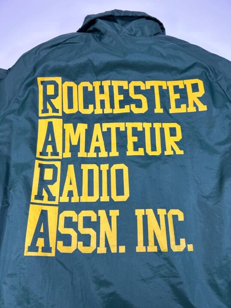 Vintage 70s Rochester Amateur Radio Chain stitch Coach Jacket Size Medium Green