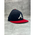Atlanta Braves MLB Embroidered Logo Baseball Fitted Hat 7 3/8 Navy/Red