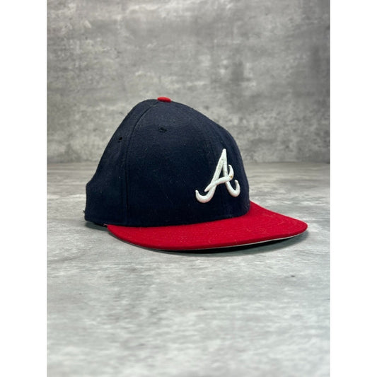 Atlanta Braves MLB Embroidered Logo Baseball Fitted Hat 7 3/8 Navy/Red
