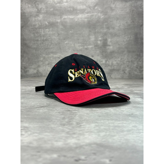 Vintage 90s Ottawa Senators NHL Embroidered Logo Spellout Strapback Hat OSFA