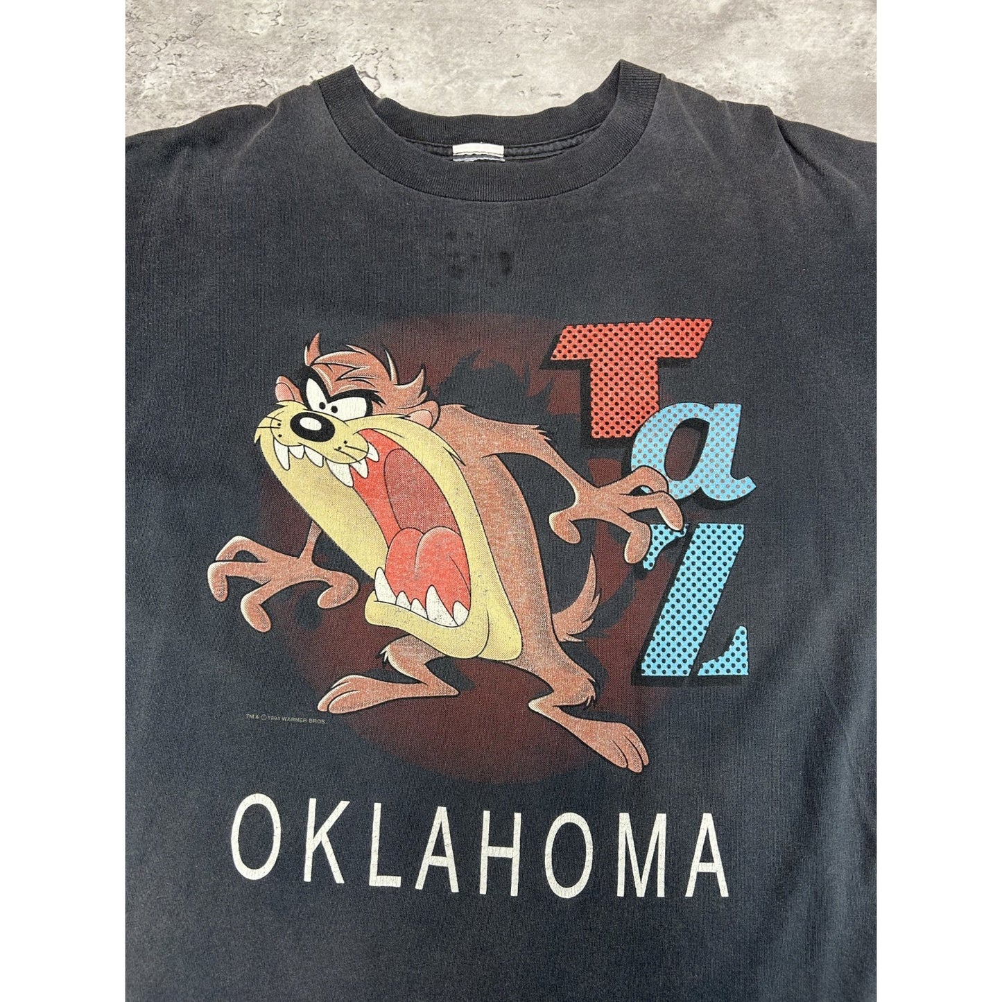 Vintage 1994 Looney Tunes Taz Oklahoma TV Show Promo Graphic T-Shirt Size XL