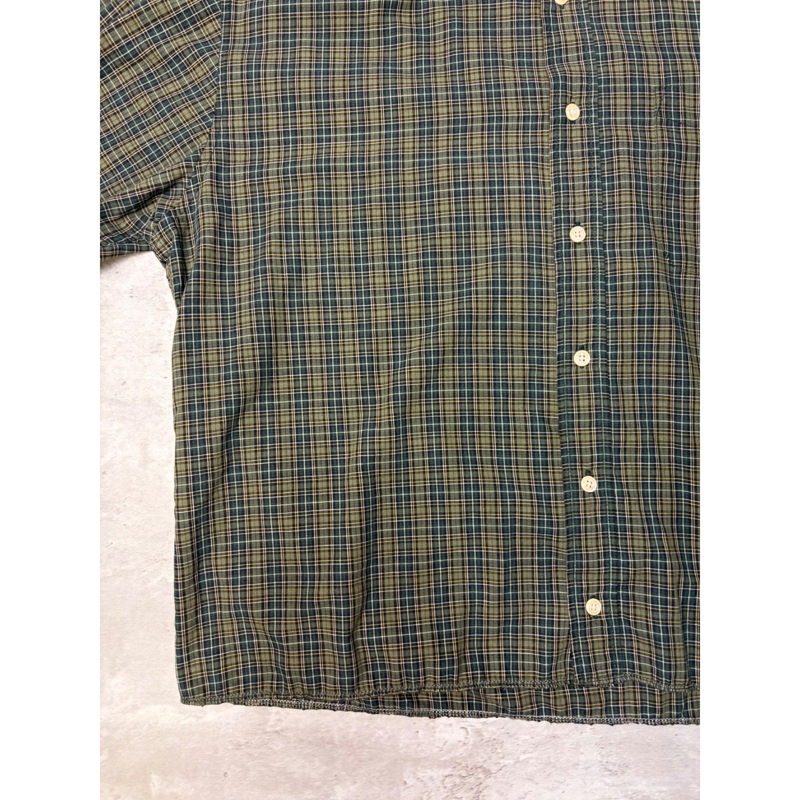 Vintage Basic Editions Single Pocket Plaid Cropped Button Up Shirt Size Large