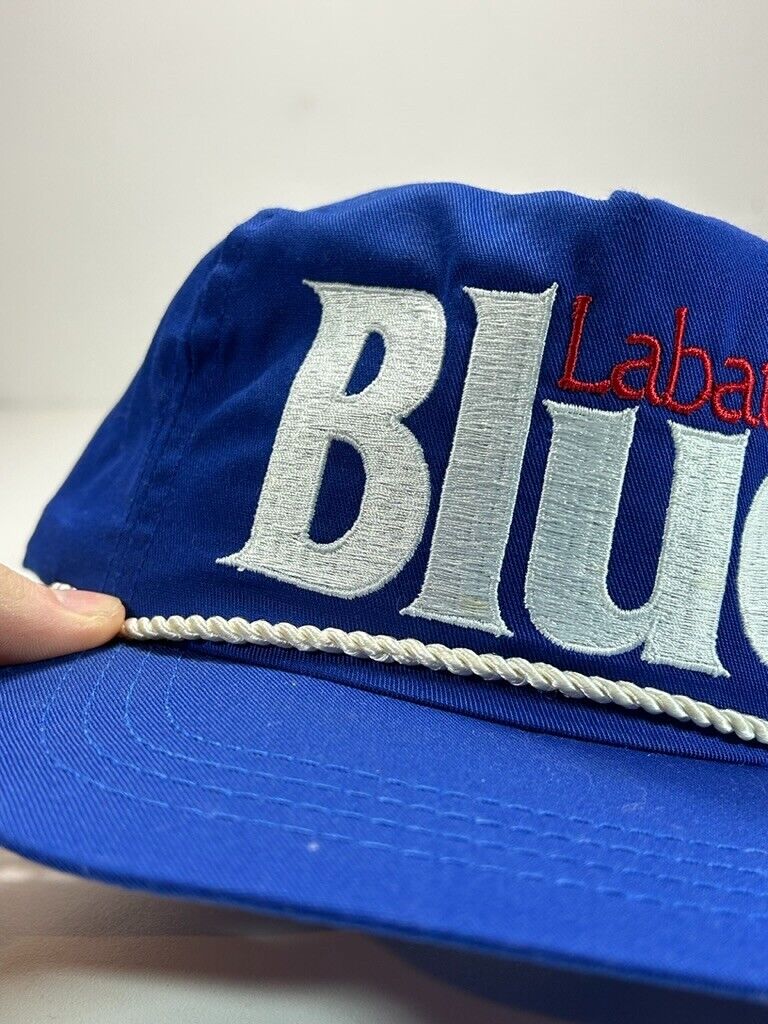 Vintage 80s Labatts Blue Embroidered Beer Promo Snapback Hat OSFA