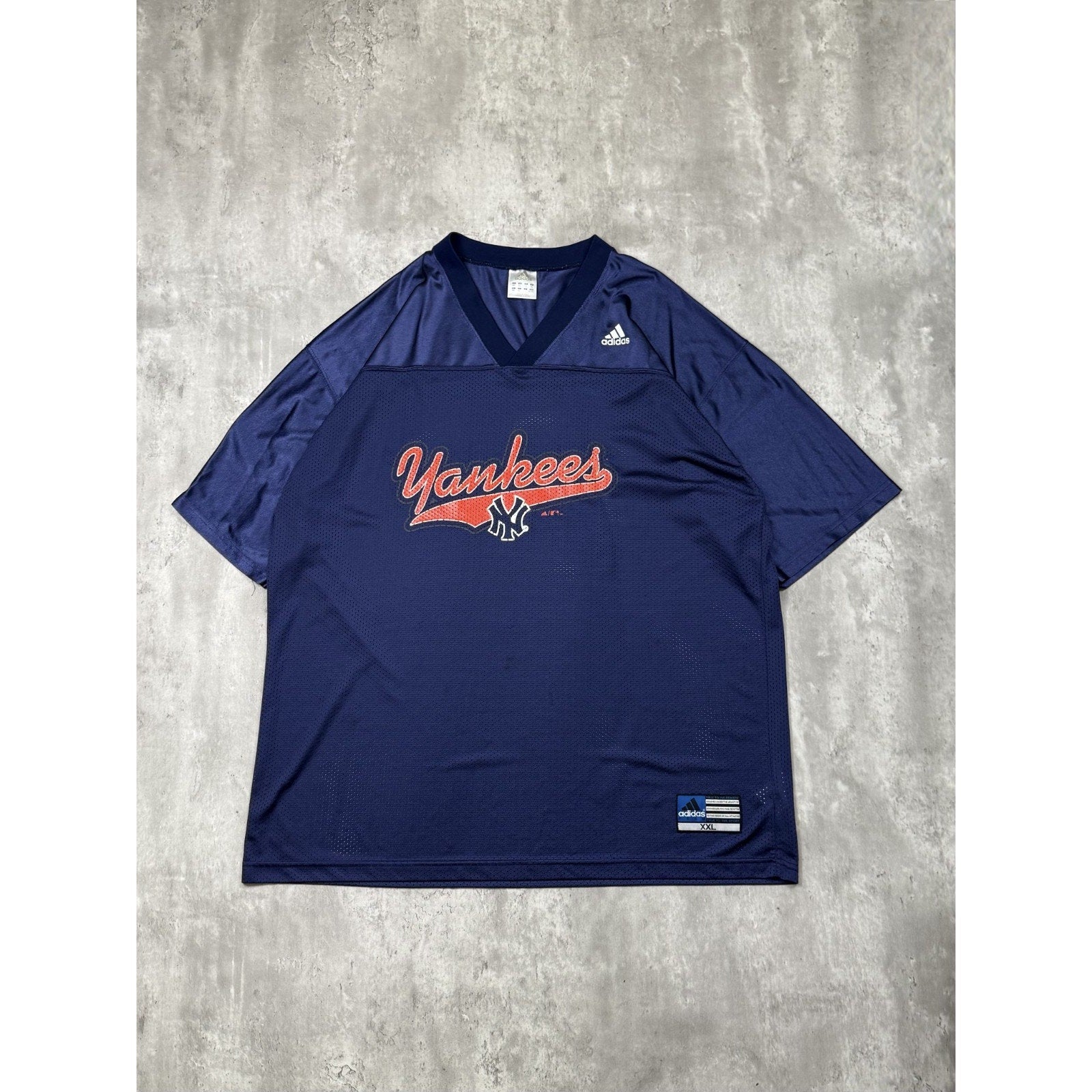 Vintage New York Yankees MLB Script Spellout FootballJersey Size 2XL