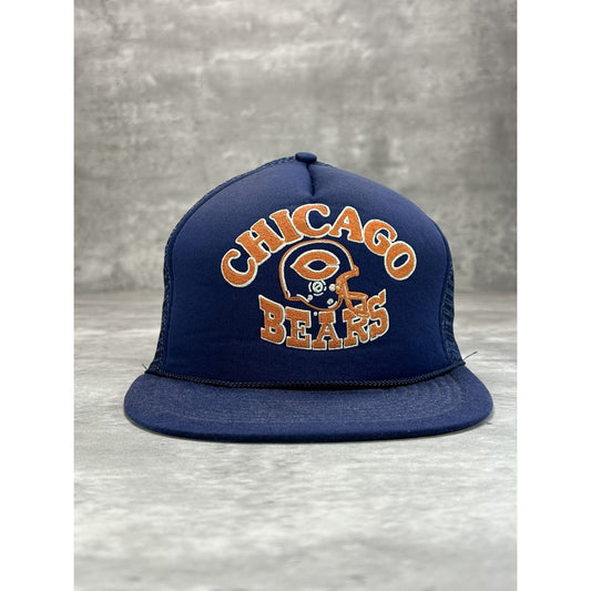 Vintage 80s Chicago Bears NHL Graphic Helmet Spellout Trucker Snapback Hat OSFA