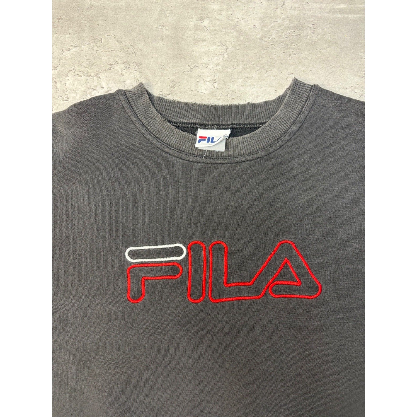 Vintage 90s Fila Embroidered Logo Spellout Sweatshirt Size Small
