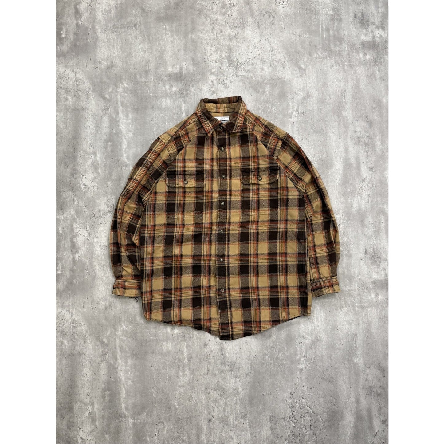 Vintage Carhartt Plaid Double Pocket Workwear Long Sleeve Button Up Shirt Medium