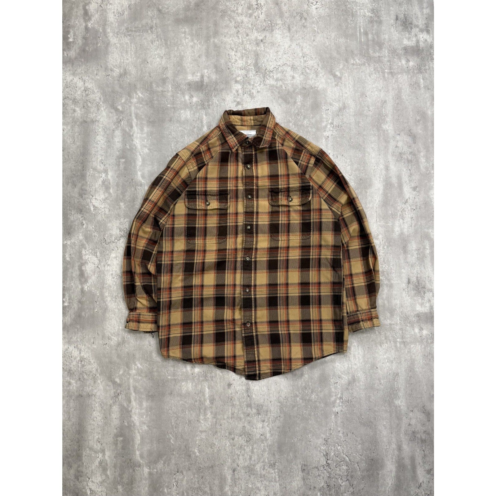 Vintage Carhartt Plaid Double Pocket Workwear Long Sleeve Button Up Shirt Medium