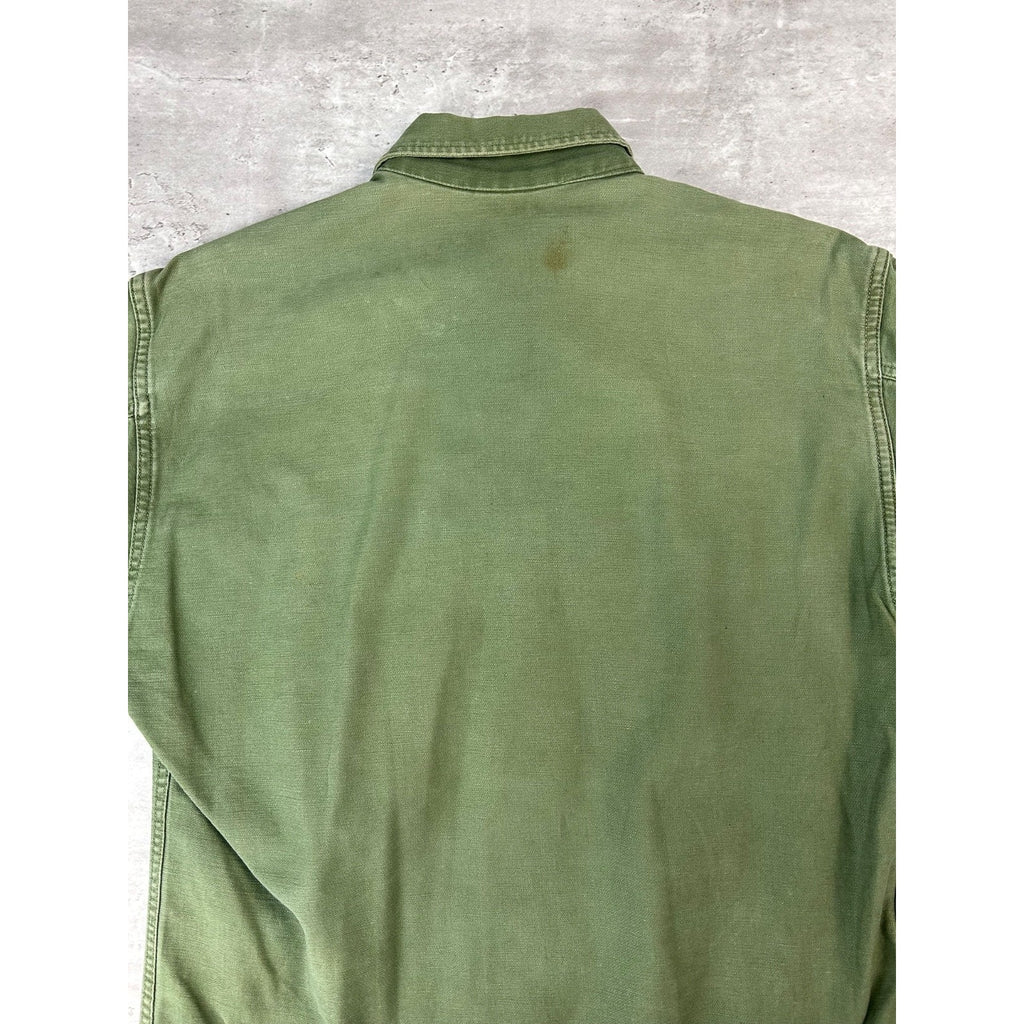 Vintage 1960s US Military OG-107 Cotton Sateen Button Up Shirt Size Small