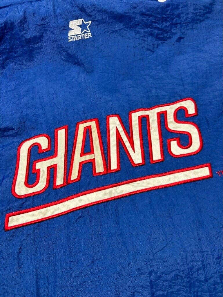 Vintage 90s New York Giants NFL Insulated Half Zip Starter Pullover Jacket Sz L