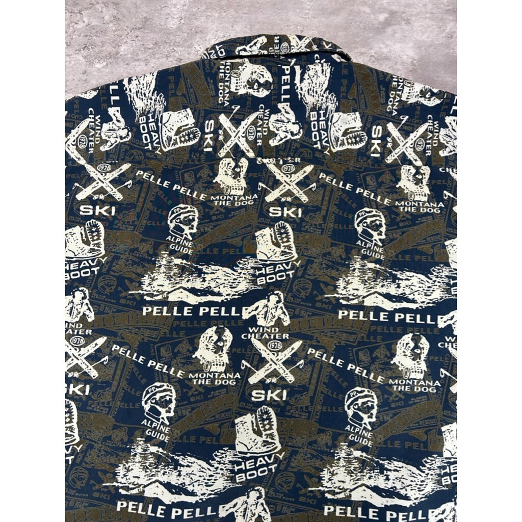 Vintage Y2K Pelle Pelle Ski All Over Print Long Sleeve Button Up Shirt Size XXL