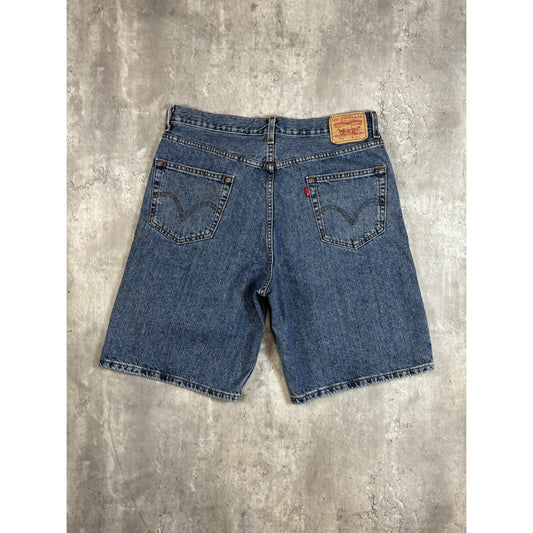 Vintage Levis 550 Red Tab Relaxed Fit Dark Wash Denim Shorts Size 36 Blue