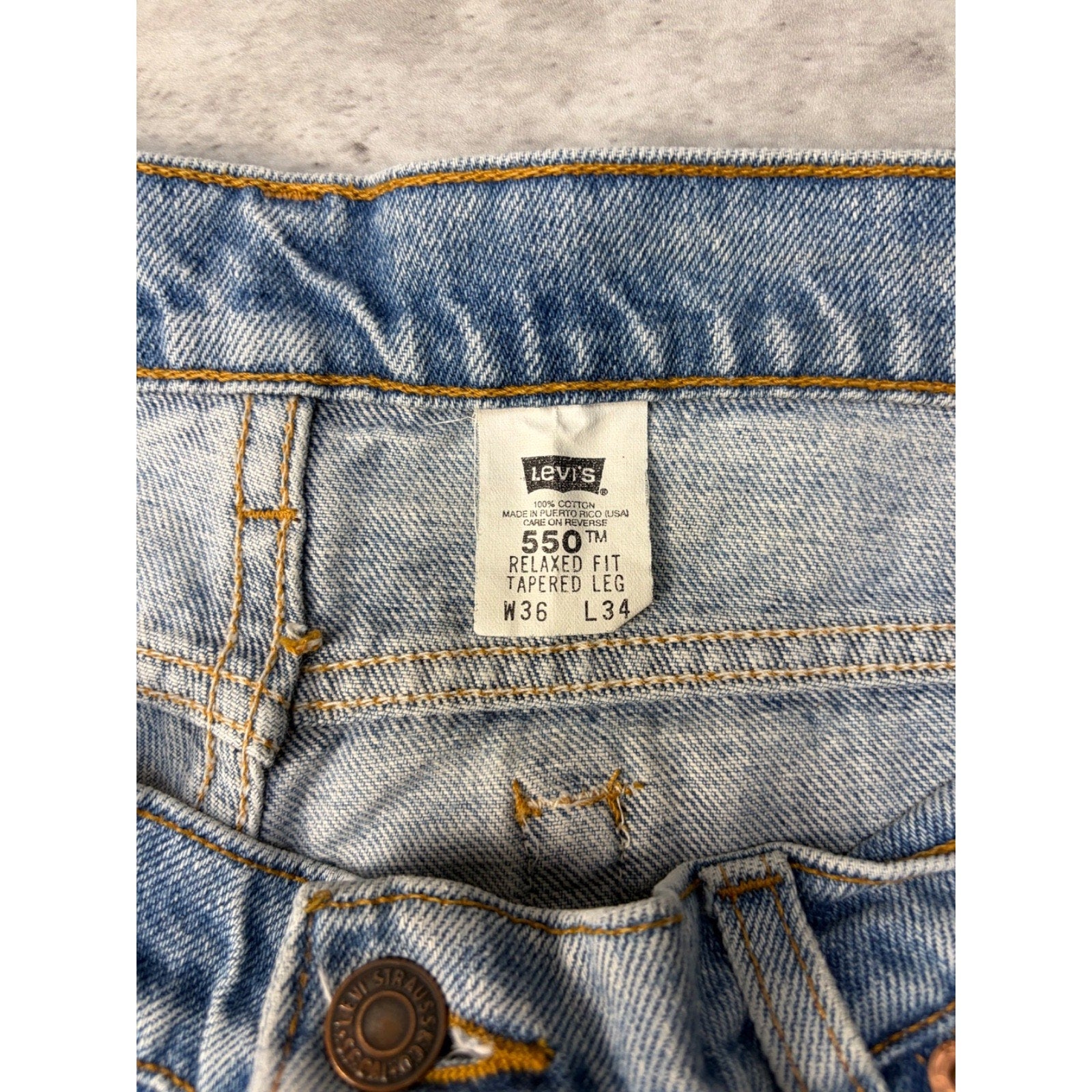 Vintage 90s Levis 550 Red Tab Light Wash Denim Pants Size 35