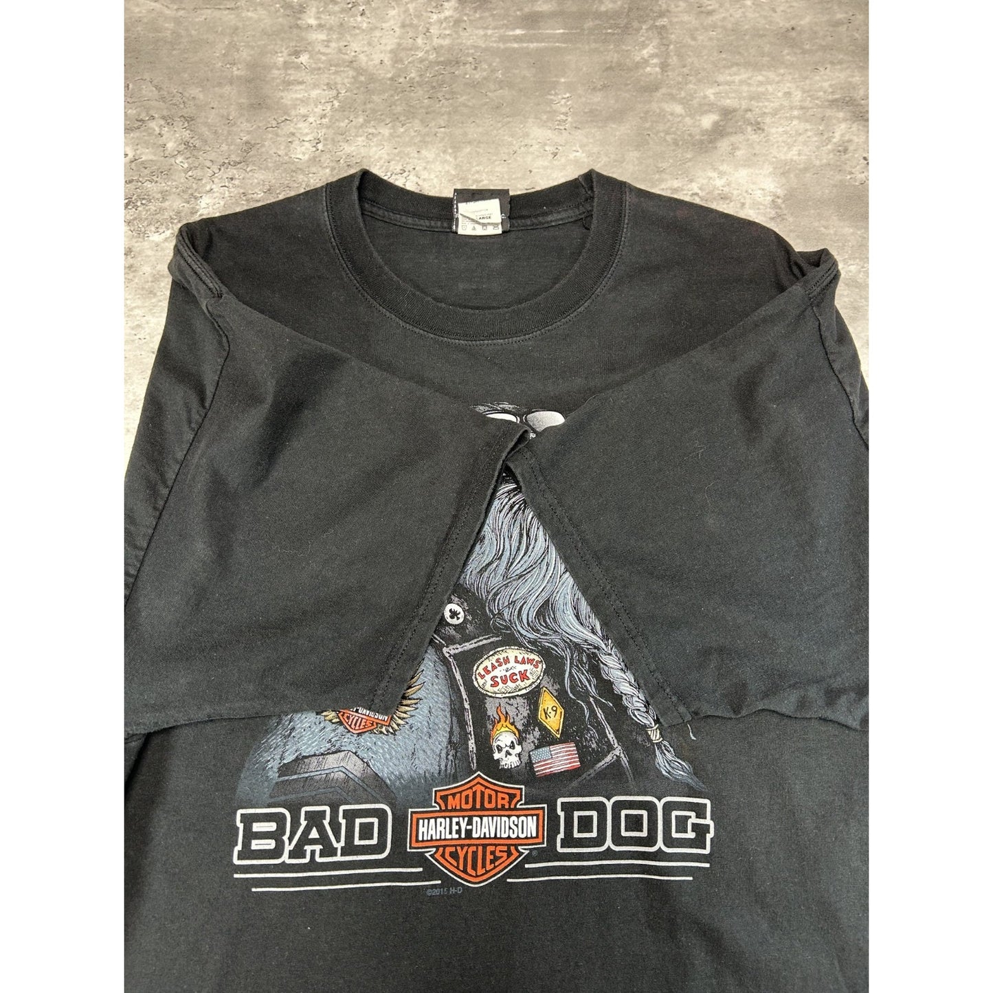 Harley Davidson Motorcycles Bad Dog Cartoon Graphic T-Shirt Size 2XL Black