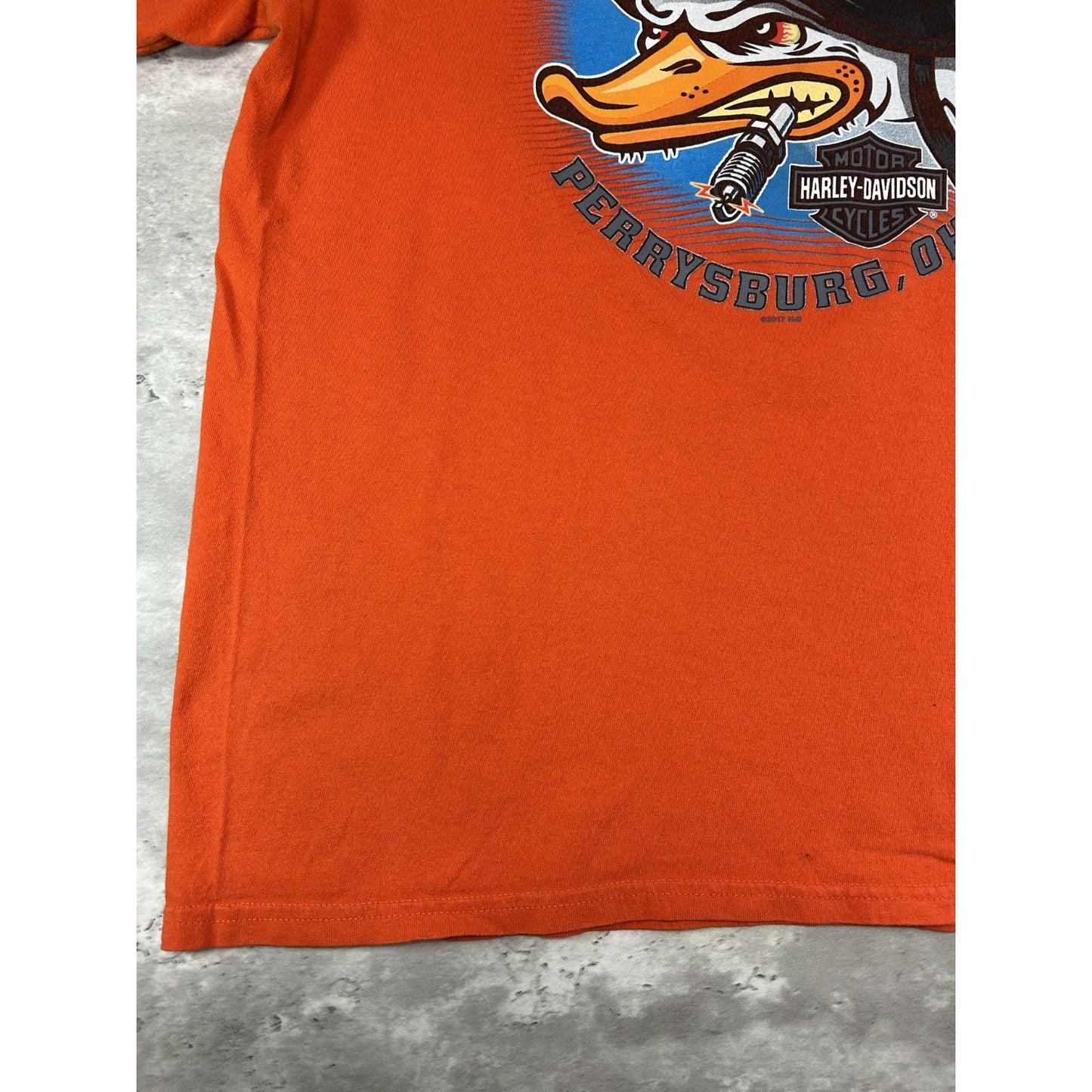 Harley Davidson Motorcycles Army Duck Logo Graphic T-Shirt Size XL Orange