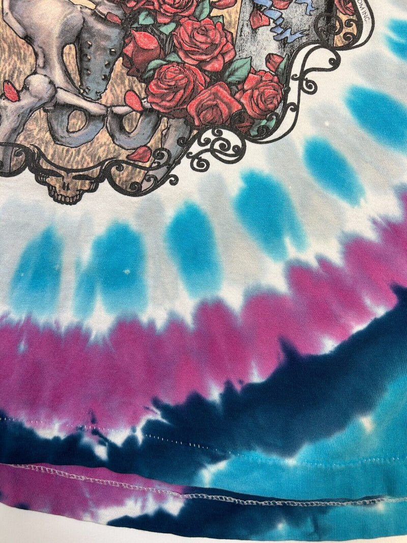 Vintage 1995 Grateful Dead Liquid Blue Skull Roses Long Sleeve T-Shirt Sz XL 90s
