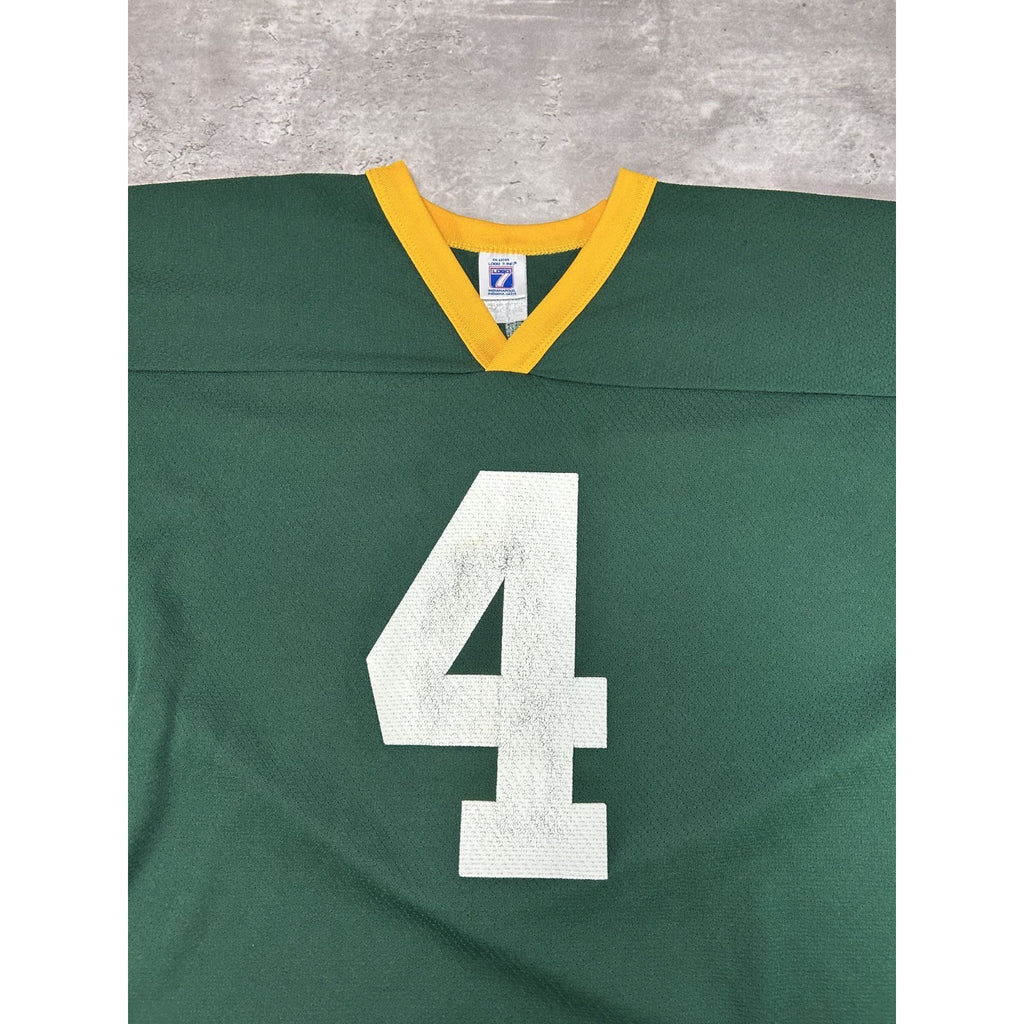Vintage 90s Brett Favre #4 Green Bay Packers NFL Logo 7 Jersey Size Large Green
