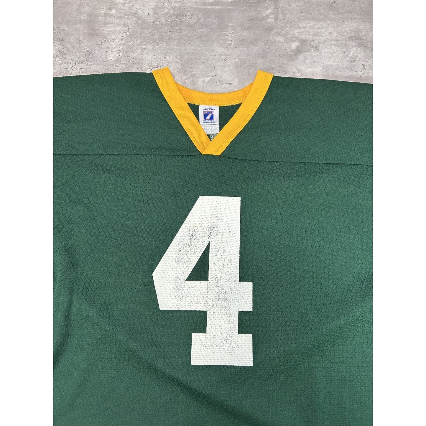 Vintage 90s Brett Favre #4 Green Bay Packers NFL Logo 7 Jersey Size Large Green