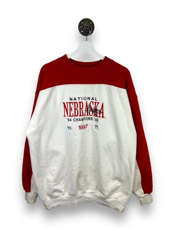 Vintage 1997 Nebraska Huskers National Champs NCAA Sweatshirt Size XL White