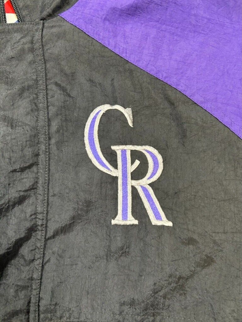 Vintage 90s Colorado Rockies MLB Apex One Nylon Full Zip Jacket Size Large