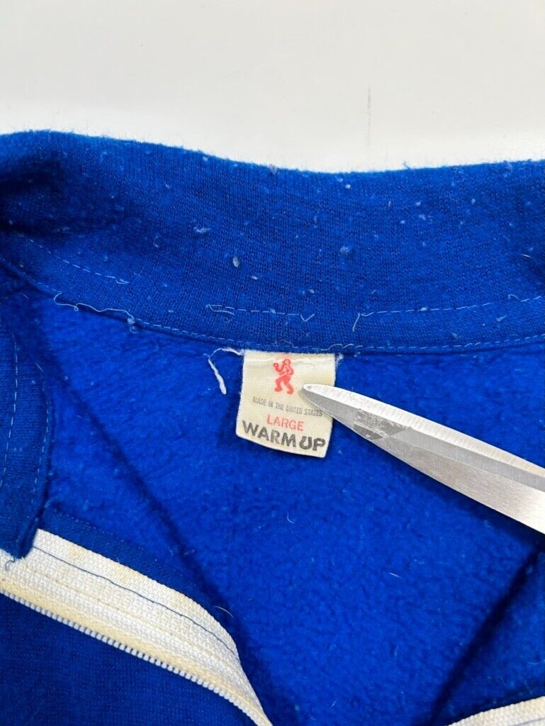 Vintage 70s/80s Striped Full Zip Tracksuit Sweatshirt Size Large Blue