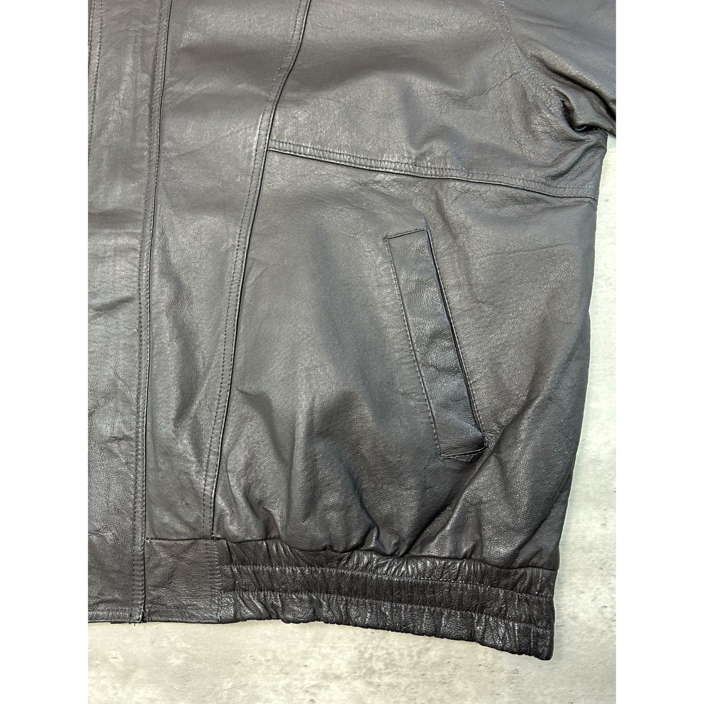 Vintage Cherokee Full Zip Leather Bomber Jacket Size 2XL Black